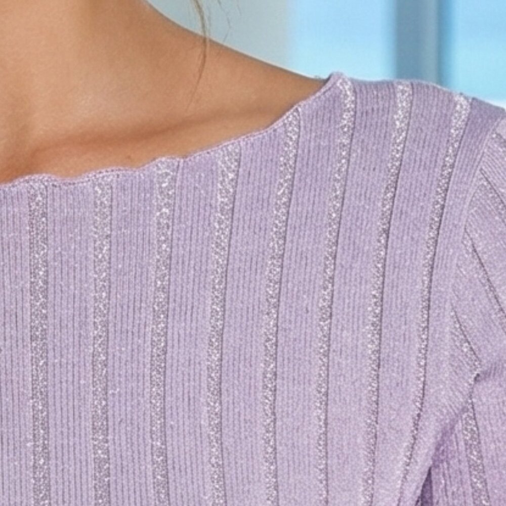 Anthropologie Pilcro Women's Light Purple silver metallic Knit Top XS - Picture 12 of 13